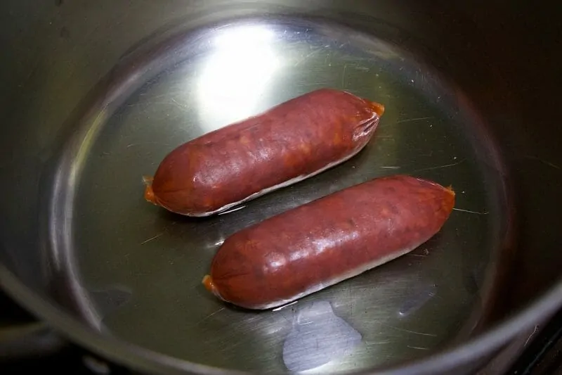 spanish rice step 2 cook sausage