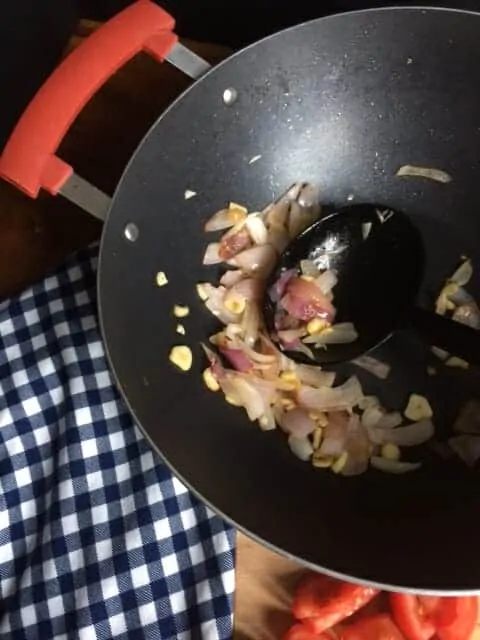 step four saute the onions and garlic