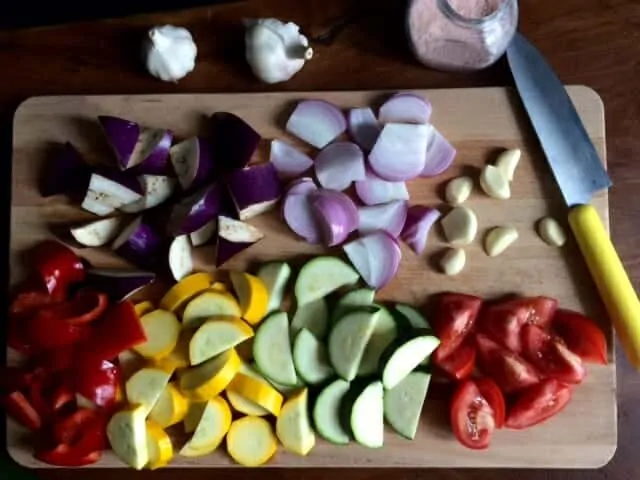 step one roughly chop the vegetables