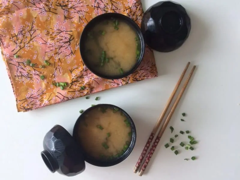 5. miso soup scoop up and serve