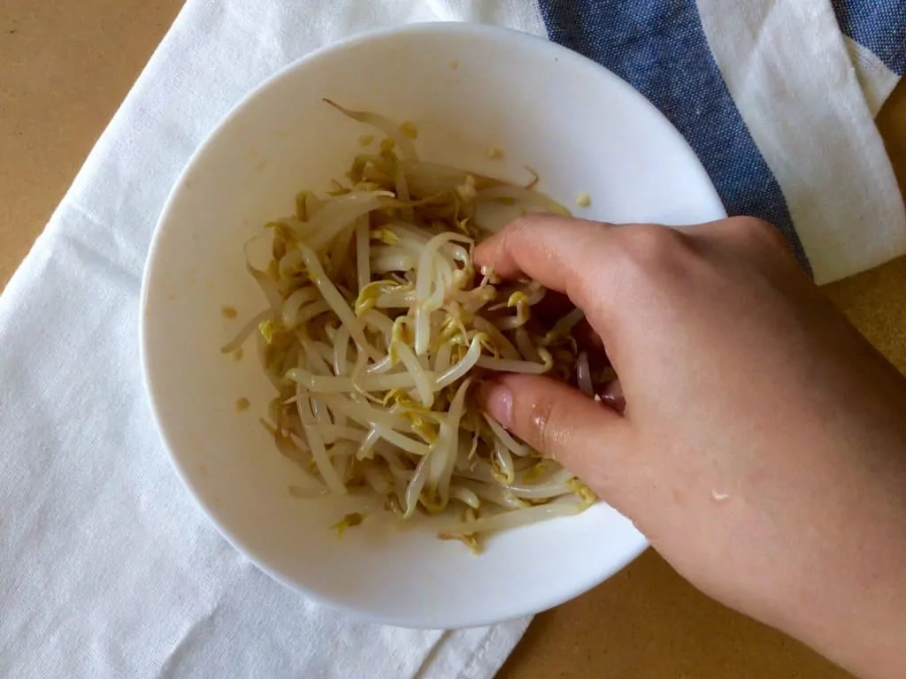 4.bibimbap prepare the soybean sprouts
