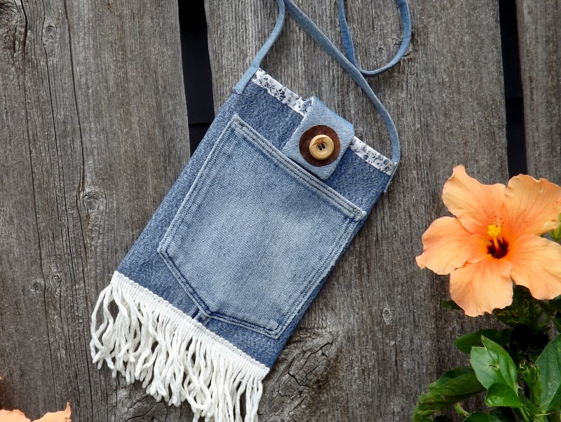 blue jean crossbody purse