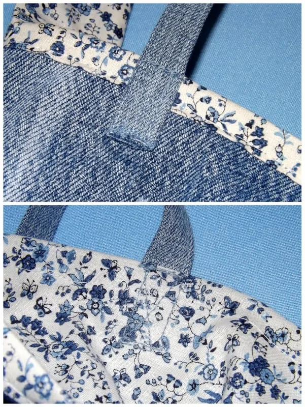 Upcycle Jean Crossbody Purse Step18 attach handle