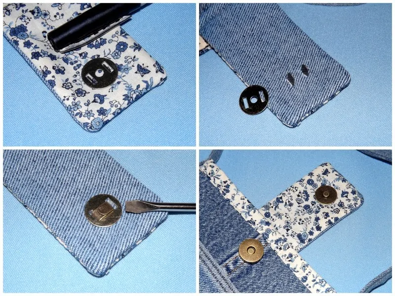 Upcycle Jean Crossbody Purse Step19 attach snaps