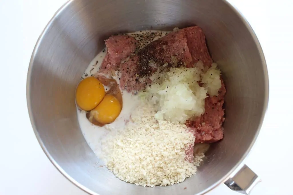 Frikadeller Step 2 Mixing Bowl Ingredients