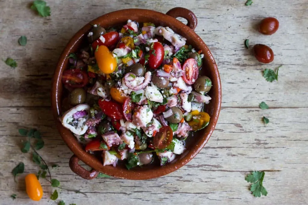 Octopus Salad with Lemon Pepper Dressing Completed 1