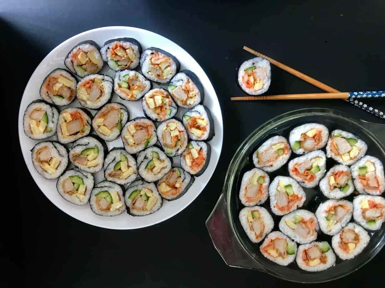 Kimchi and Pork Cutlet Kimbap Recipe - Jen Reviews