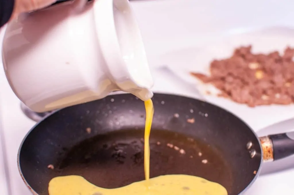 6. scrambled eggs in skillet