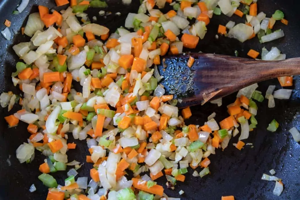 Honey Mustard Glazed Meatloaf Step 2 Saute Vegtables