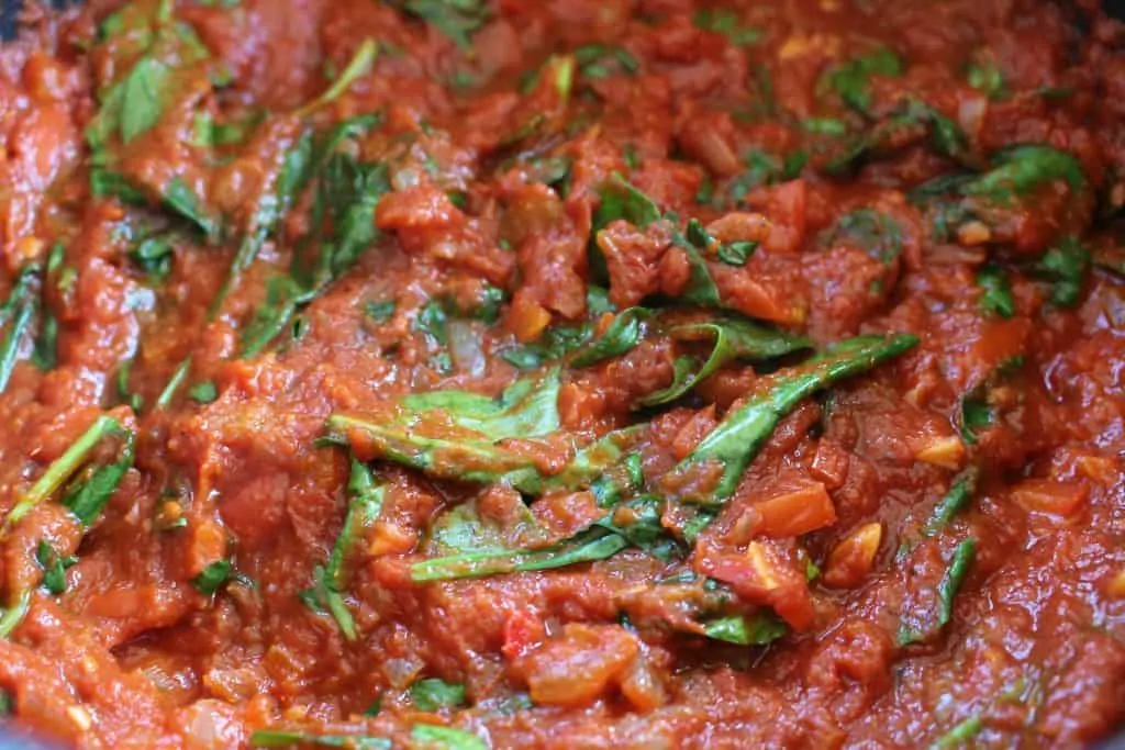 Shakshuka Step 6 Wilted Spinach