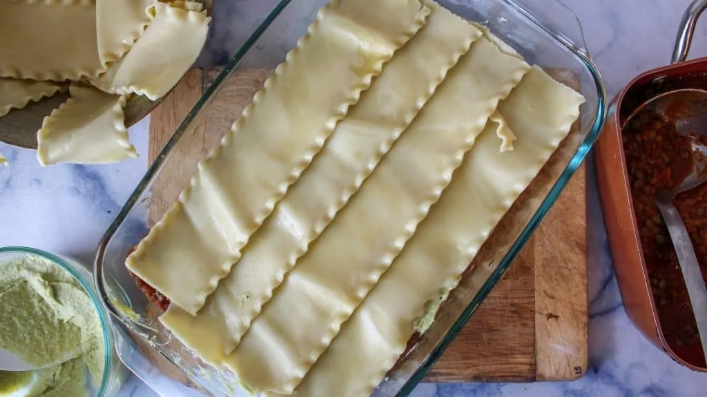 veg lasagne noodle layer