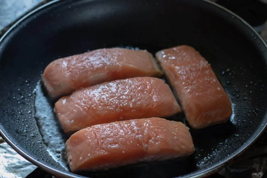 Salmon Tacos With Red Cabbage and Green Apple Slaw step 10 Cook Salmon