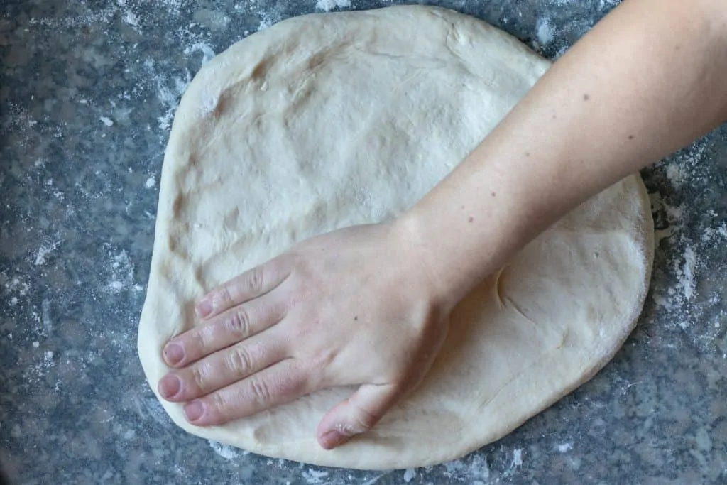 French Bread Step 6 pat dough into rectangle