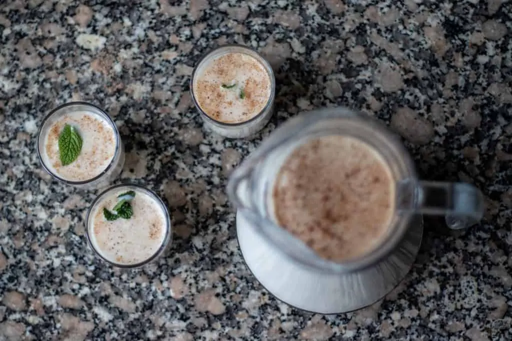 Horchata with Mint and Cocoa Step 7 garnish and serve