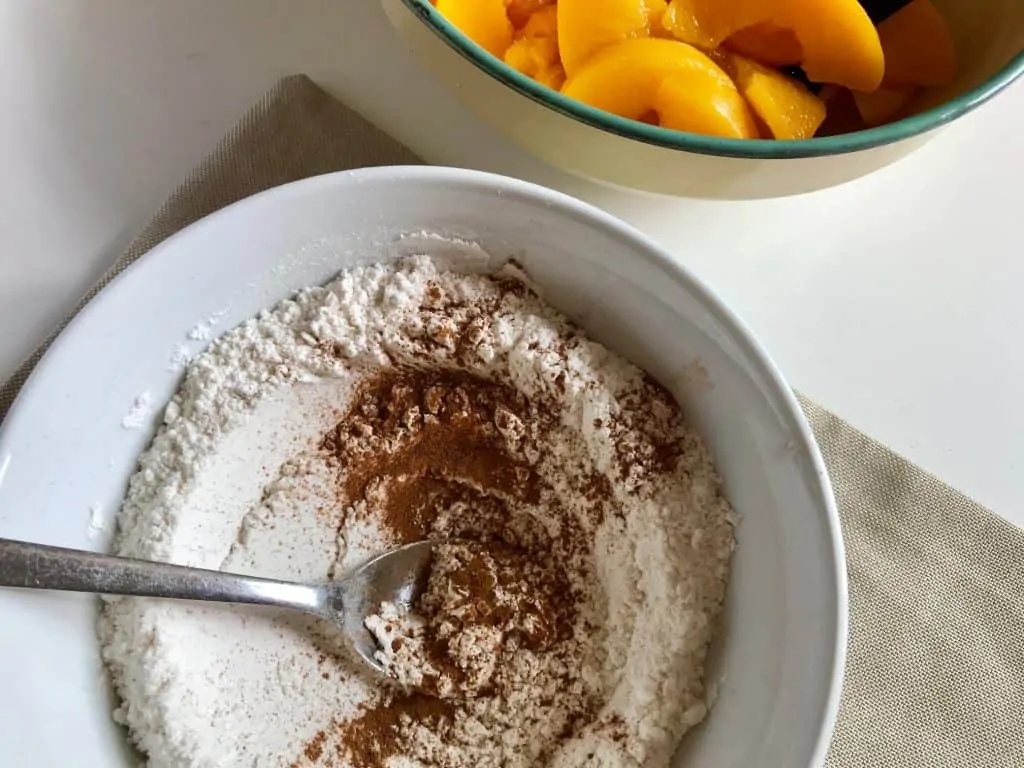 2. peach cobbler combine the dry ingredients