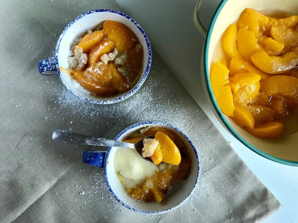 8. peach cobbler dust with icing sugar and serve warm