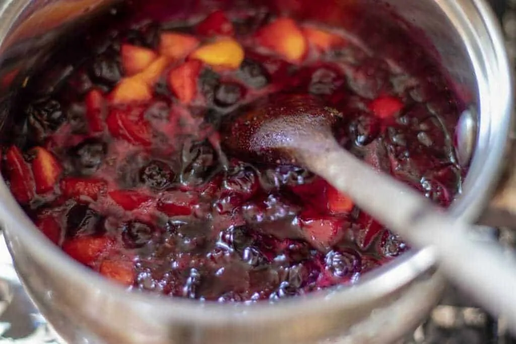 Blueberry and Nectarine Dessert Pierogi Step 7 cook the fruit