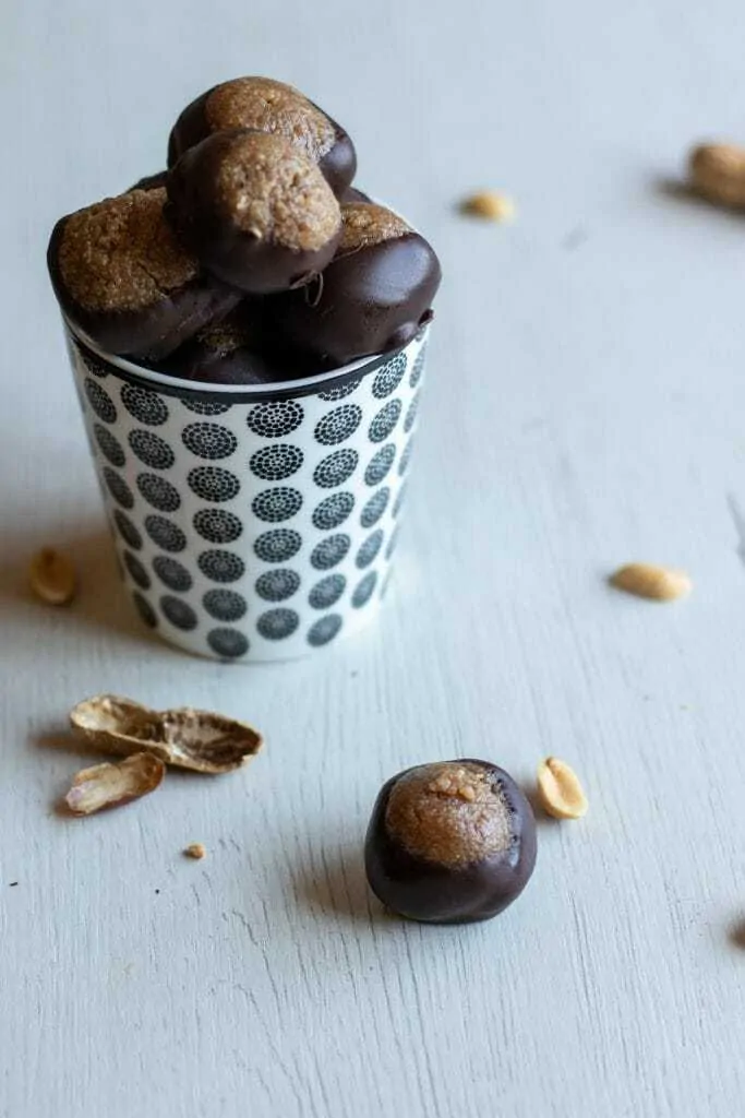 Dark Chocolate Buckeye Candies with Homemade Peanut Butter complete 2