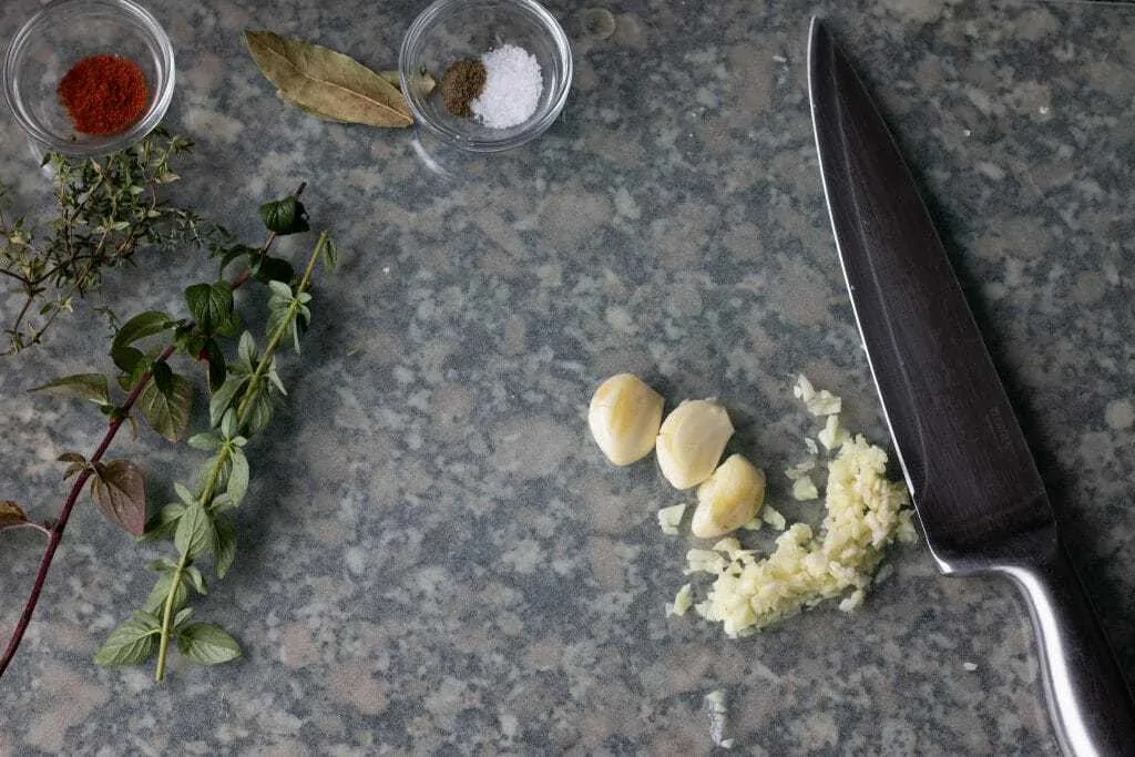 London Broil Step 1 cut the ingredients for the marinade