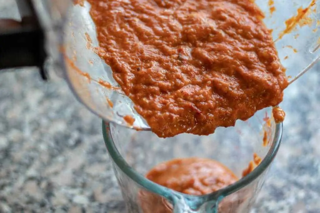 Portuguese Piri Piri Pepper Whiskey Sauce Step 7 TRANSFER SAUCE TO POUR