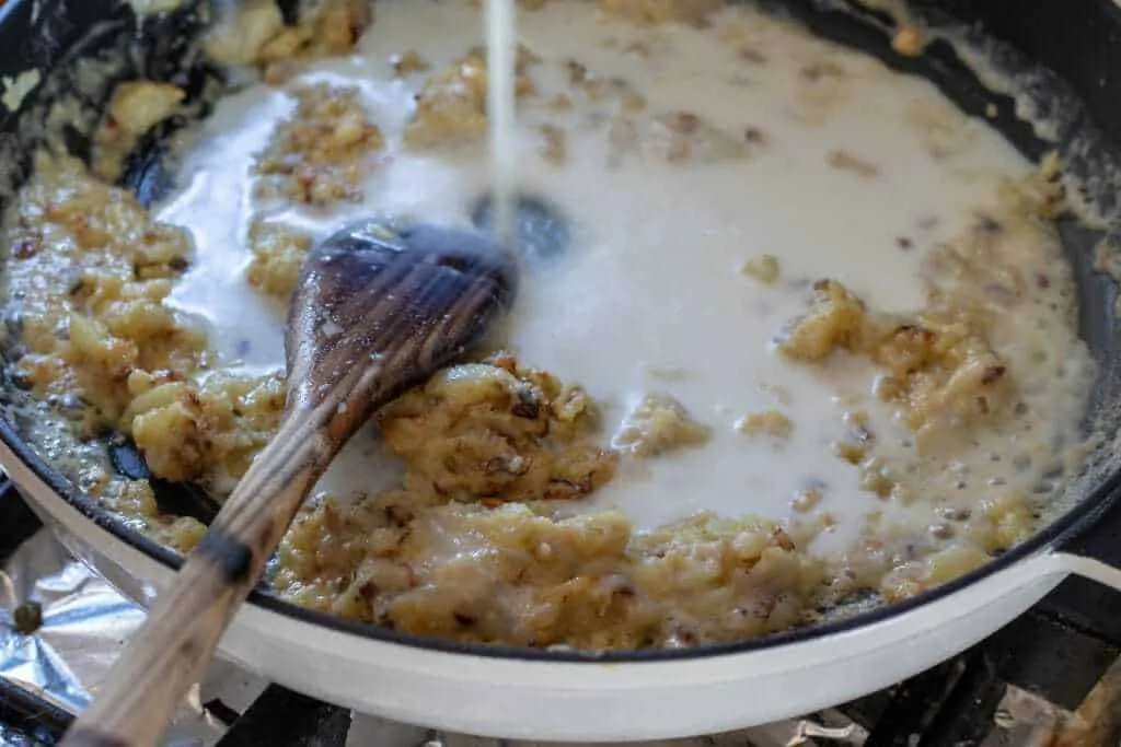 Tuna Scalloped Potato Casserole Step 5 add milk to sauce