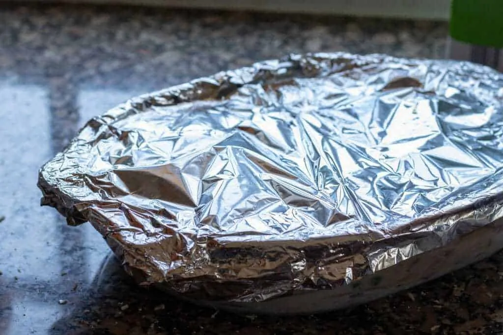 Tuna Scalloped Potato Casserole Step 7 cover with aluminum