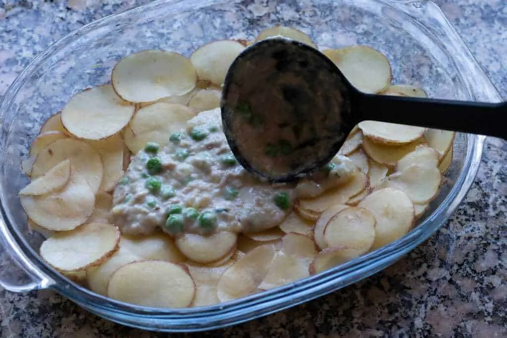 Tuna Scalloped Potato Casserole Step 7 more sauce