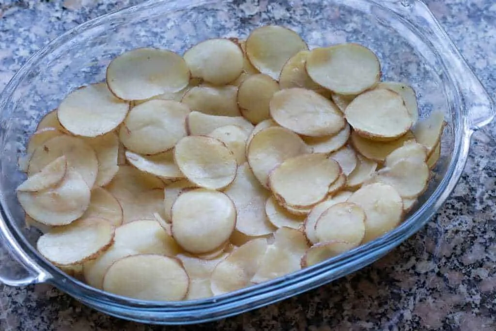 Tuna Scalloped Potato Casserole Step 7 potato layer