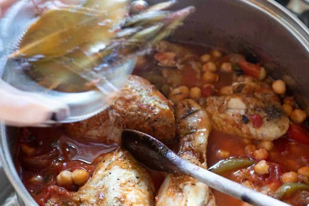 Chicken Cacciatore with Chickpeas and Roasted Sweet Potato Mash Step 9 remove herbs